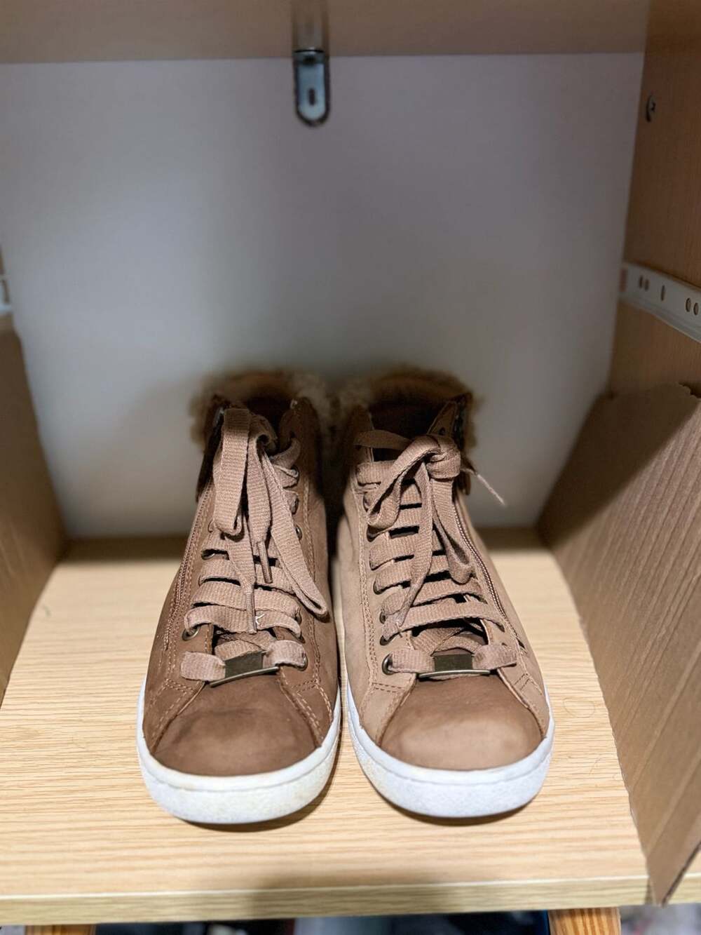 UGG Olive High Top Sneaker Chestnut Leather Shearling